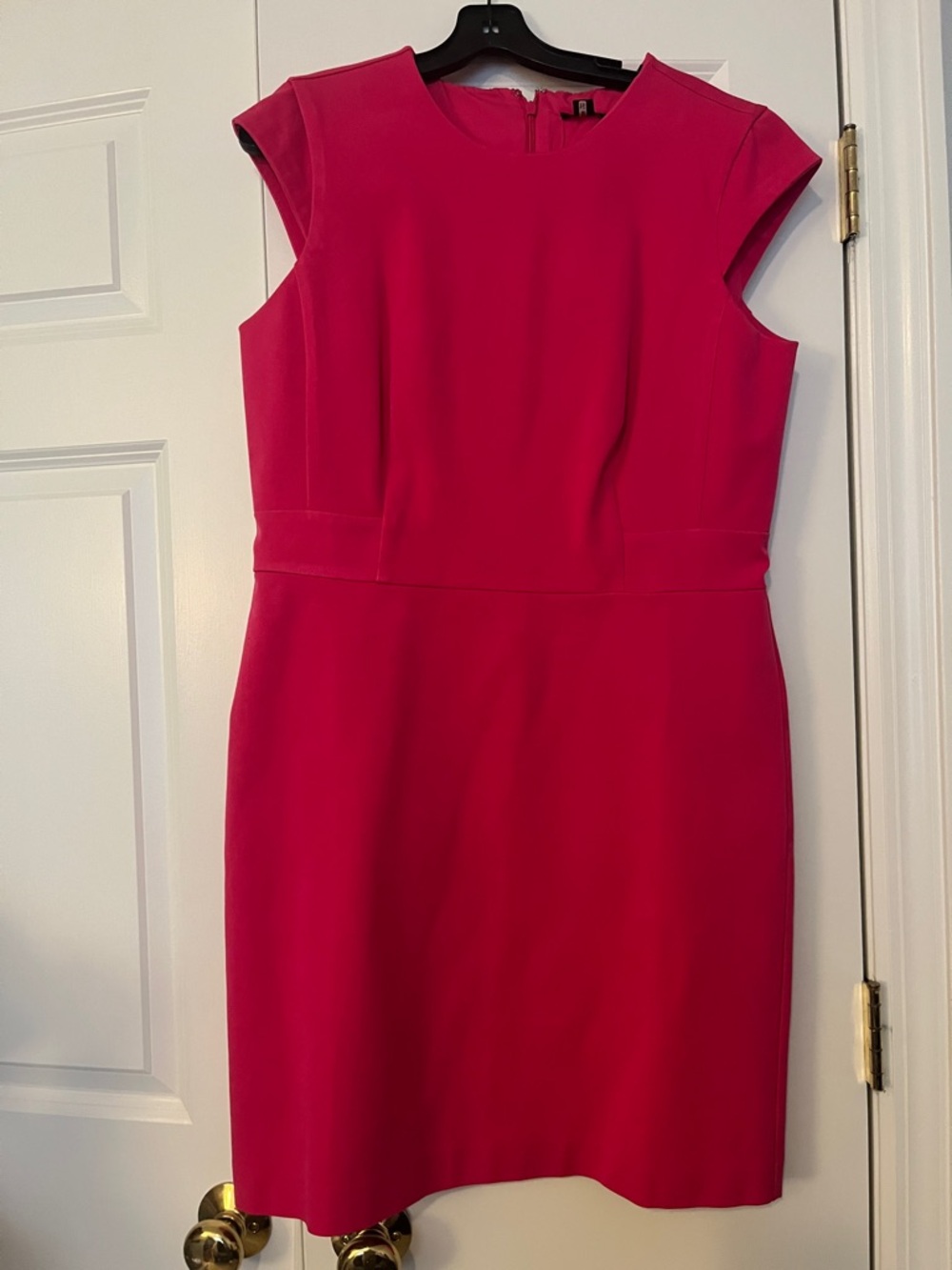 Ann Taylor Cap-Sleeve Sheath Dress in Bright Pink, size 12